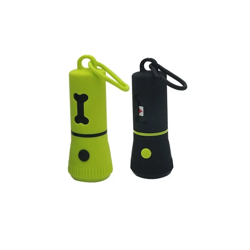 LED Flashlight Poop Bag Dispenser with Bone-Shaped Opening