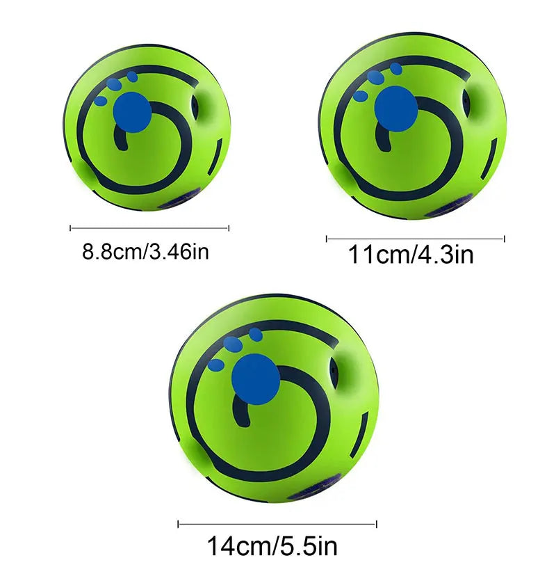 Interactive wobble wag giggle ball dog toy producing fun squeaky sounds without batteries
