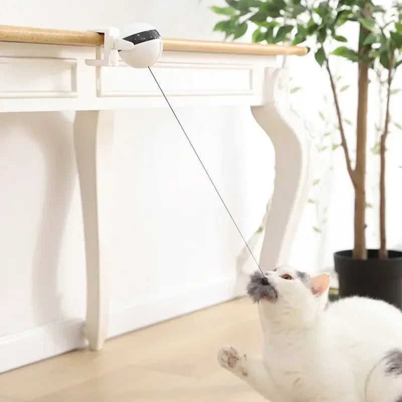 Interactive Electric Cat Teaser Toy – YoYo Lifting Ball with Motion, Flutter &amp; Rotation