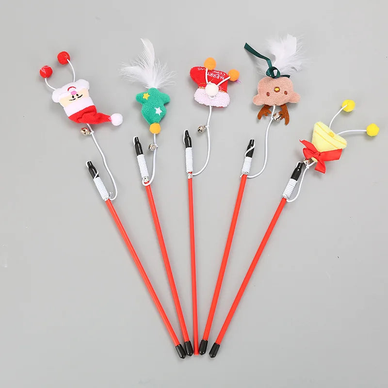 Christmas-Themed Cat Teaser Toys – Interactive Plush Fun for Your Feline