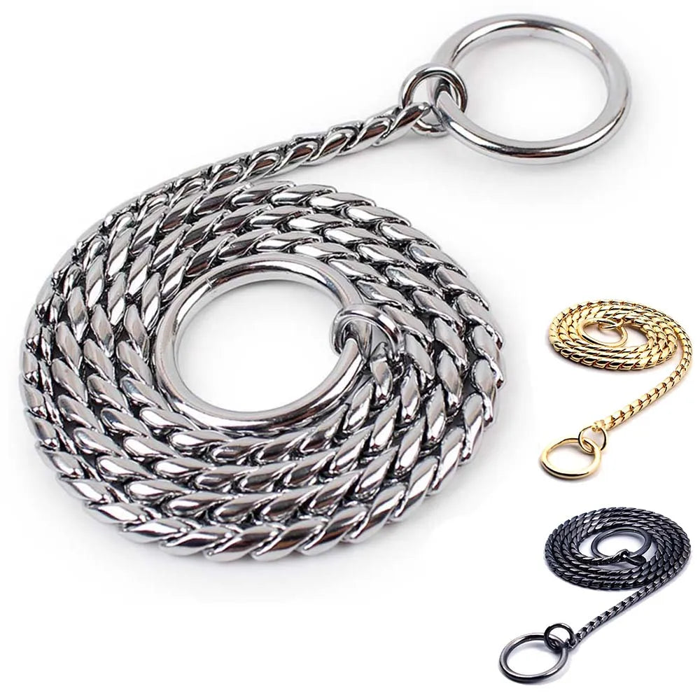 Heavy-Duty Dog Chain Collar – Stainless Steel Choke Slip Collar for Training &amp; Control
