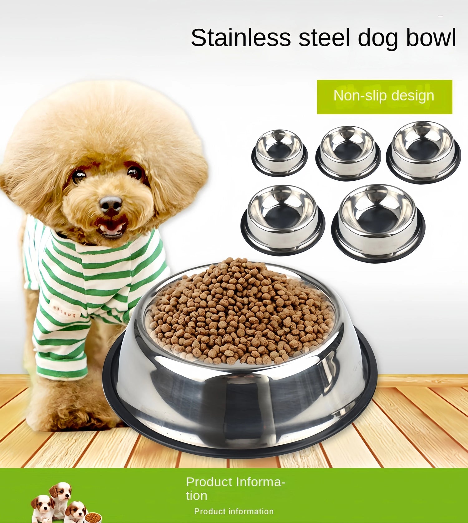 Durable Stainless Steel Pet Bowl – Non-Slip, Easy to Clean, &amp; Bite-Resistant
