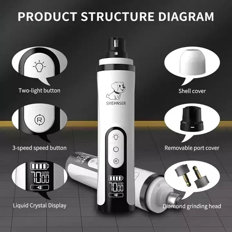 Rechargeable Pet Nail Grinder for Cats & Dogs