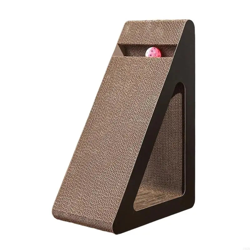 Triangular Cat Scratcher with Rotating Ball – Multiuse Claw Board for Play, Exercise &amp; Rest