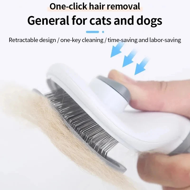 Self-Cleaning Pet Grooming Brush – One-Click Hair Removal for Cats &amp; Dogs