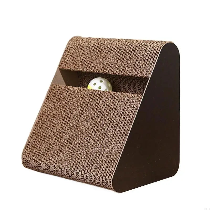 Triangular Cat Scratcher with Rotating Ball – Multiuse Claw Board for Play, Exercise &amp; Rest