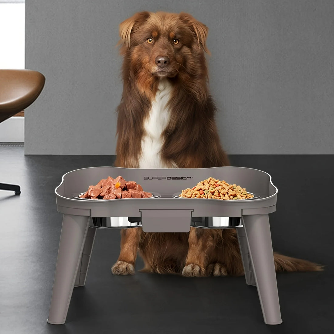 Elevated Pet Feeding Table with Dual Bowls – Comfortable &amp; Spill-Resistant
