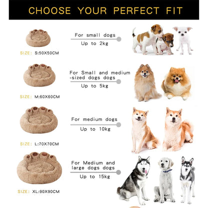 Fluffy Paw-Shaped Dog Bed for Small to Large Pets