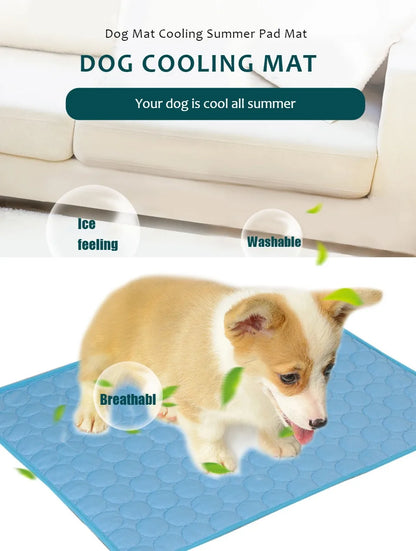 Self-Cooling Dog Mat for Summer – Washable Ice Silk Pad for Dogs