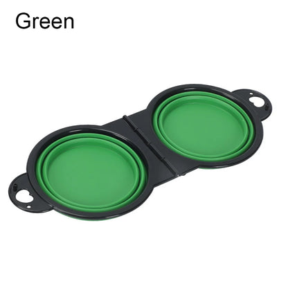 Collapsible Double Pet Bowl – Portable, Foldable &amp; Perfect for Travel