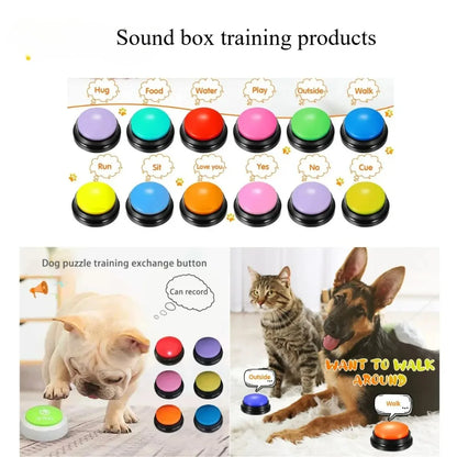 Dog communication buttons with 30-second voice recording – interactive buzzer toy for pet training and talking with dogs and cats.