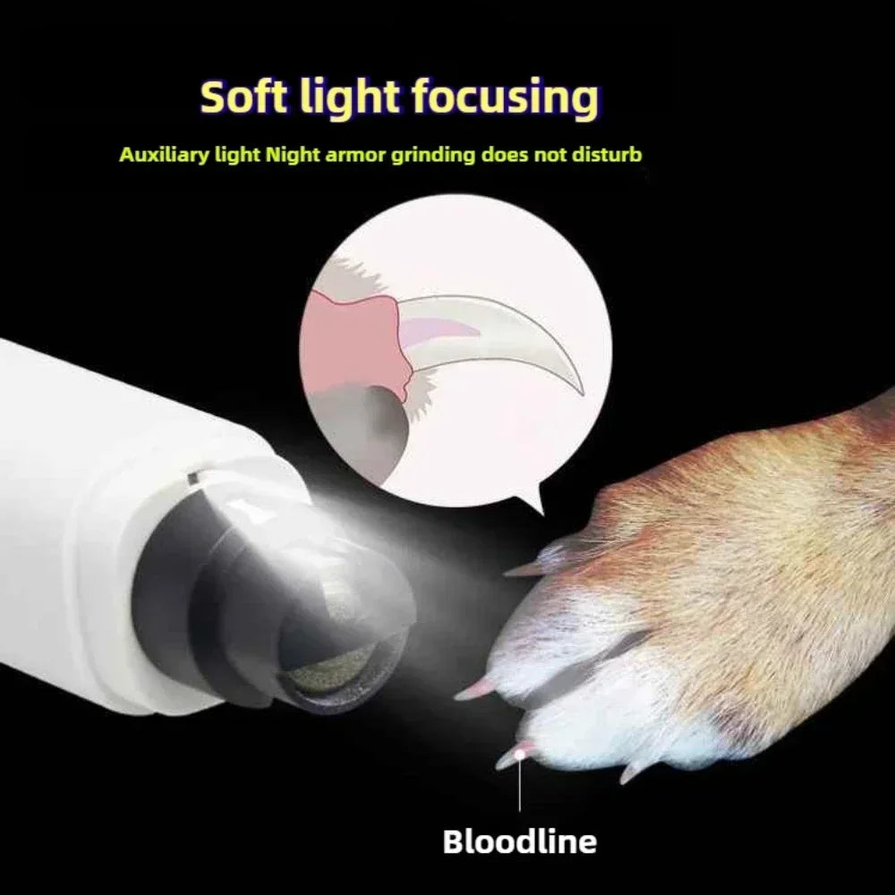Rechargeable electric pet nail grinder with USB – Safe grooming clipper tool for trimming dog and cat nails at home.