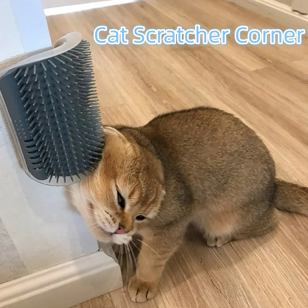 Corner Wall Pet Grooming Brush – Self-Grooming Hair Remover for Cats &amp; Dogs