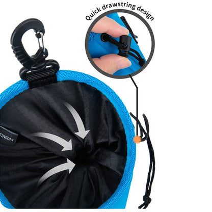 Outdoor Portable Dog Training Snack Bag for miniature breeds with clip-on design, quick-access treat pouch, and leash attachment.