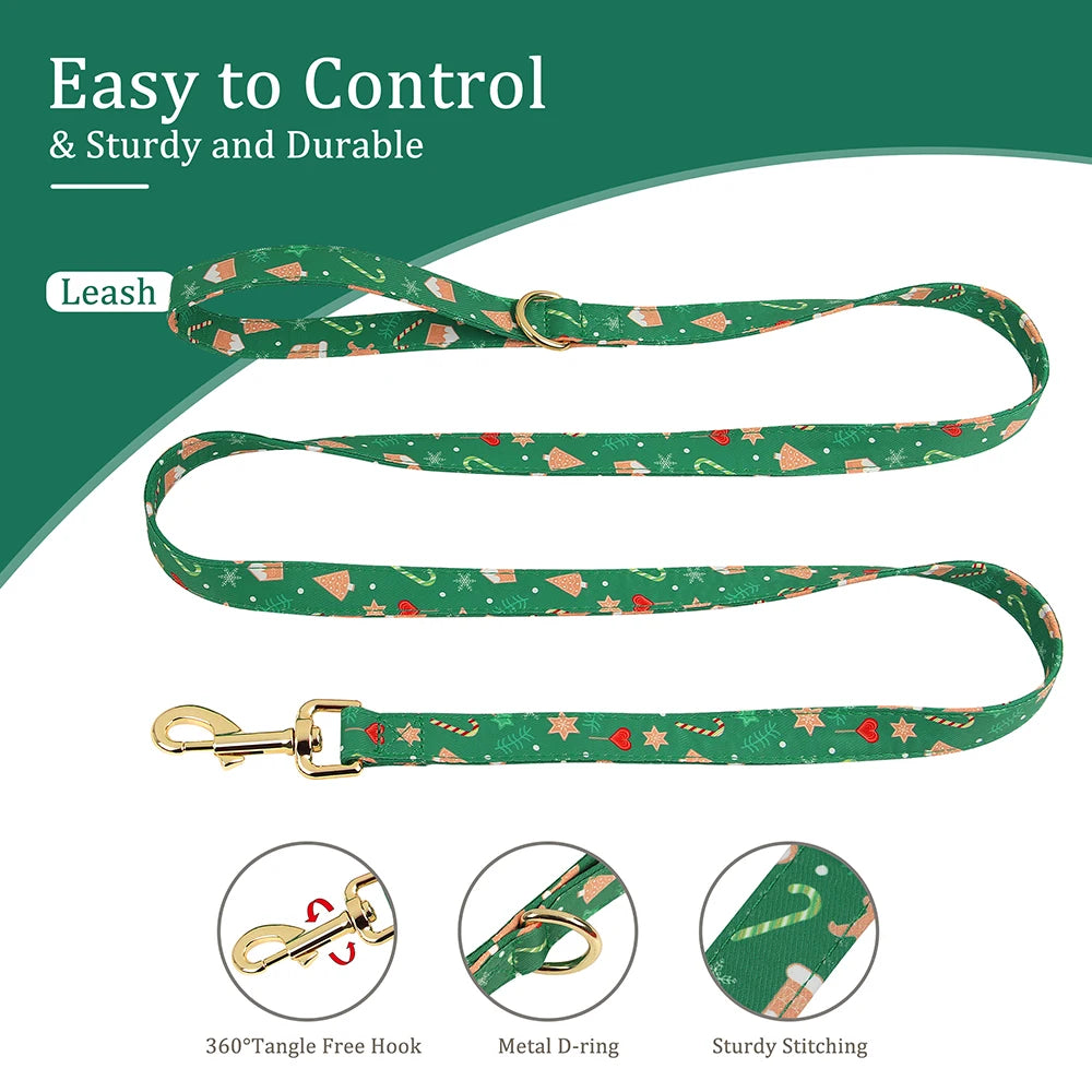 Christmas Dog Walking Set – Breathable Festive Harness, Collar &amp; Leash