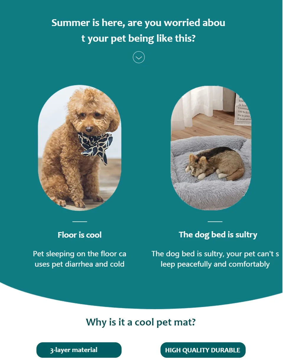Self-Cooling Dog Mat for Summer – Washable Ice Silk Pad for Dogs