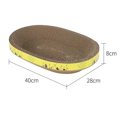 Oval Corrugated Cat Scratching Board – Claw Grinder, Bed &amp; Toy in One