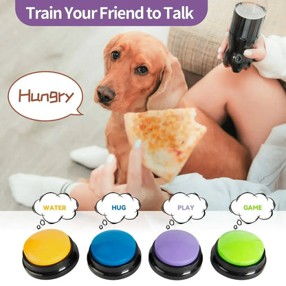Dog communication buttons with 30-second voice recording – interactive buzzer toy for pet training and talking with dogs and cats.