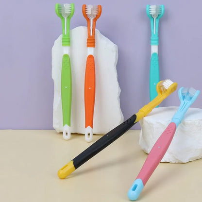 Three-Sided Pet Toothbrush for Complete Oral Care – Gentle and Effective