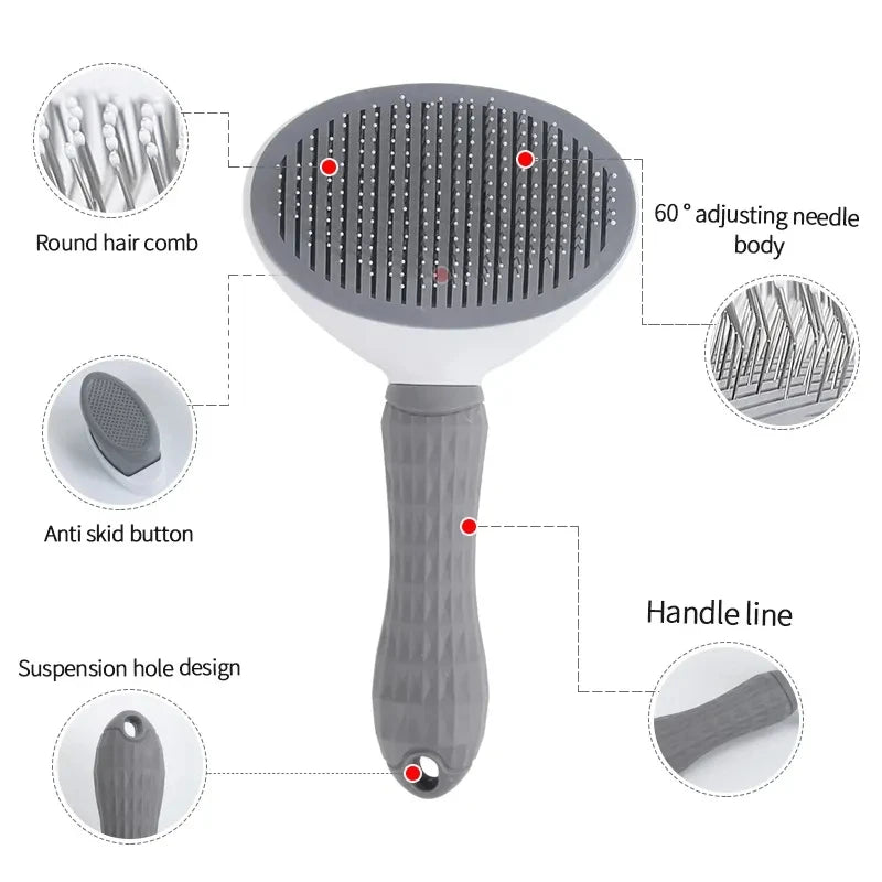 Self-Cleaning Pet Grooming Brush – One-Click Hair Removal for Cats &amp; Dogs