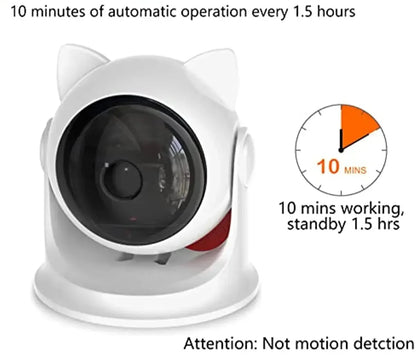 Automatic rechargeable interactive cat laser toy with 3 speeds, adjustable angles, and USB charging – ideal for cats and small dogs.