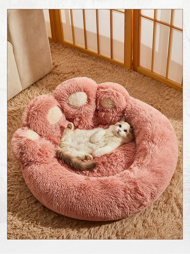 Fluffy Paw-Shaped Dog Bed for Small to Large Pets