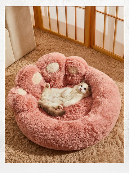 Fluffy Paw-Shaped Dog Bed for Small to Large Pets