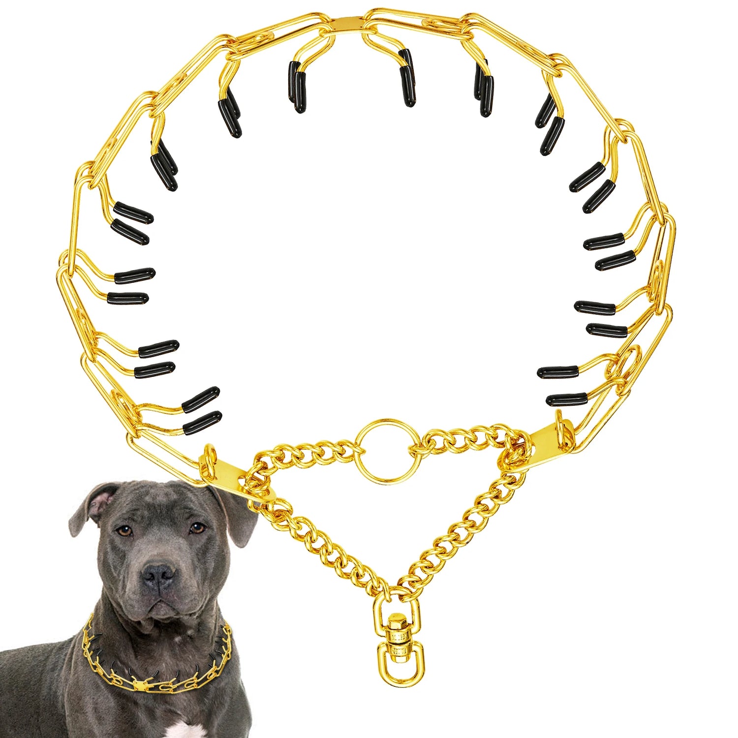 Stainless Steel Prong Pinch Dog Collar with Quick Release – Adjustable No-Pull Training Collar