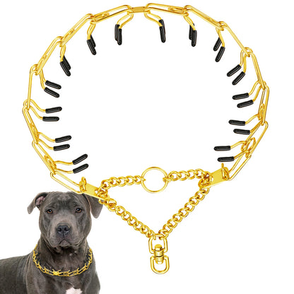 Stainless Steel Prong Pinch Dog Collar with Quick Release – Adjustable No-Pull Training Collar