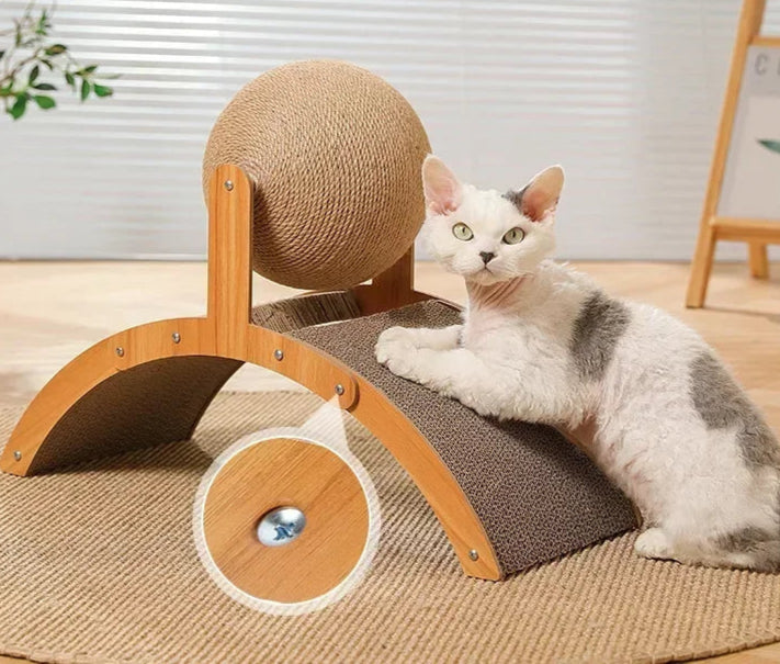 Wooden Cat Scratching Ball &amp; Sisal Board – Durable Claw Grinder &amp; Play Toy
