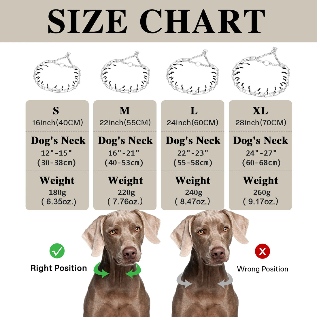 Stainless Steel Prong Pinch Dog Collar with Quick Release – Adjustable No-Pull Training Collar