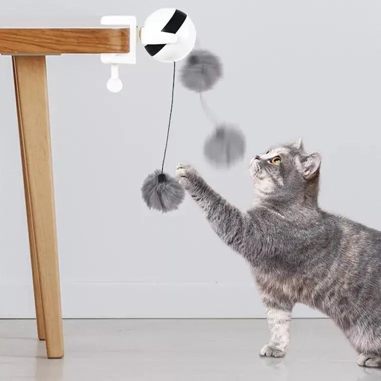 Interactive Electric Cat Teaser Toy – YoYo Lifting Ball with Motion, Flutter &amp; Rotation