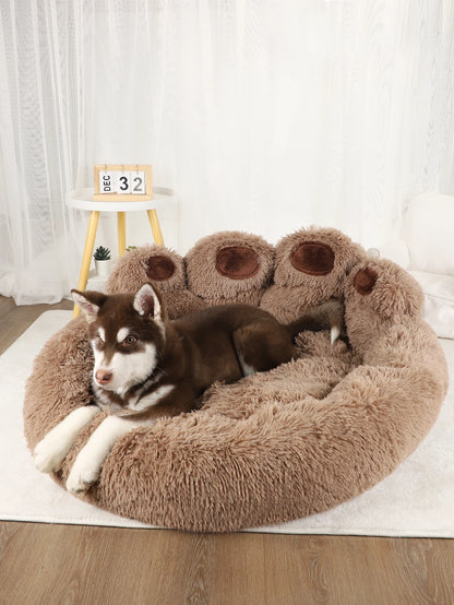 Fluffy Paw-Shaped Dog Bed for Small to Large Pets
