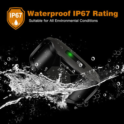 3300FT waterproof rechargeable dog training collar with remote, featuring beep, vibration, and shock modes for small, medium, and large dogs.