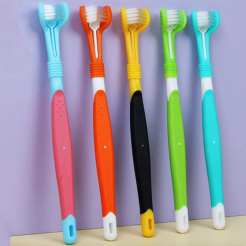 Three-Sided Pet Toothbrush for Complete Oral Care – Gentle and Effective