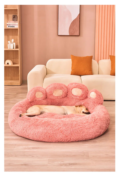 Fluffy Paw-Shaped Dog Bed for Small to Large Pets