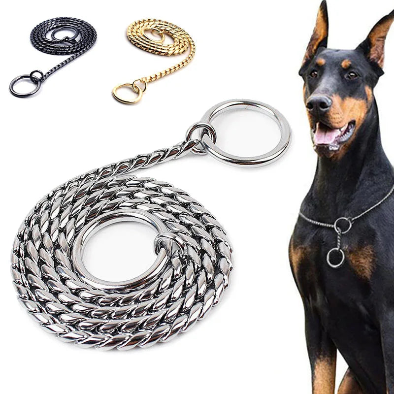 Heavy-Duty Dog Chain Collar – Stainless Steel Choke Slip Collar for Training &amp; Control