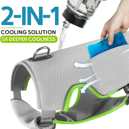 Cooling Dog Vest with Ice Pack – Breathable, Reflective &amp; Adjustable Summer Harness